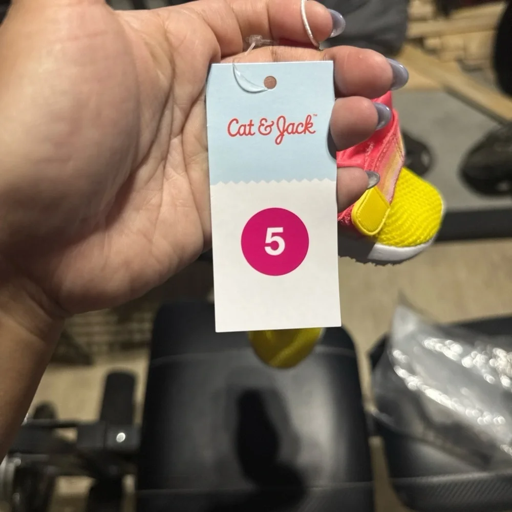 Size 5 Target Cat & Jack Pink and Yellow Kids Shoes